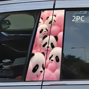 Cute Panda Car B Pillar Stickers, Cloud Background, Fun Panda Design, Easy to Apply, Durable, Suitable for Cars, Suvs, Mpvs