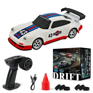 1:43 Remote Control Drift Car, 4WD RC Drift Racing with Lights & Cones, 2.4G Remote Controller with 3 Speeds, USB Rechargeable Car