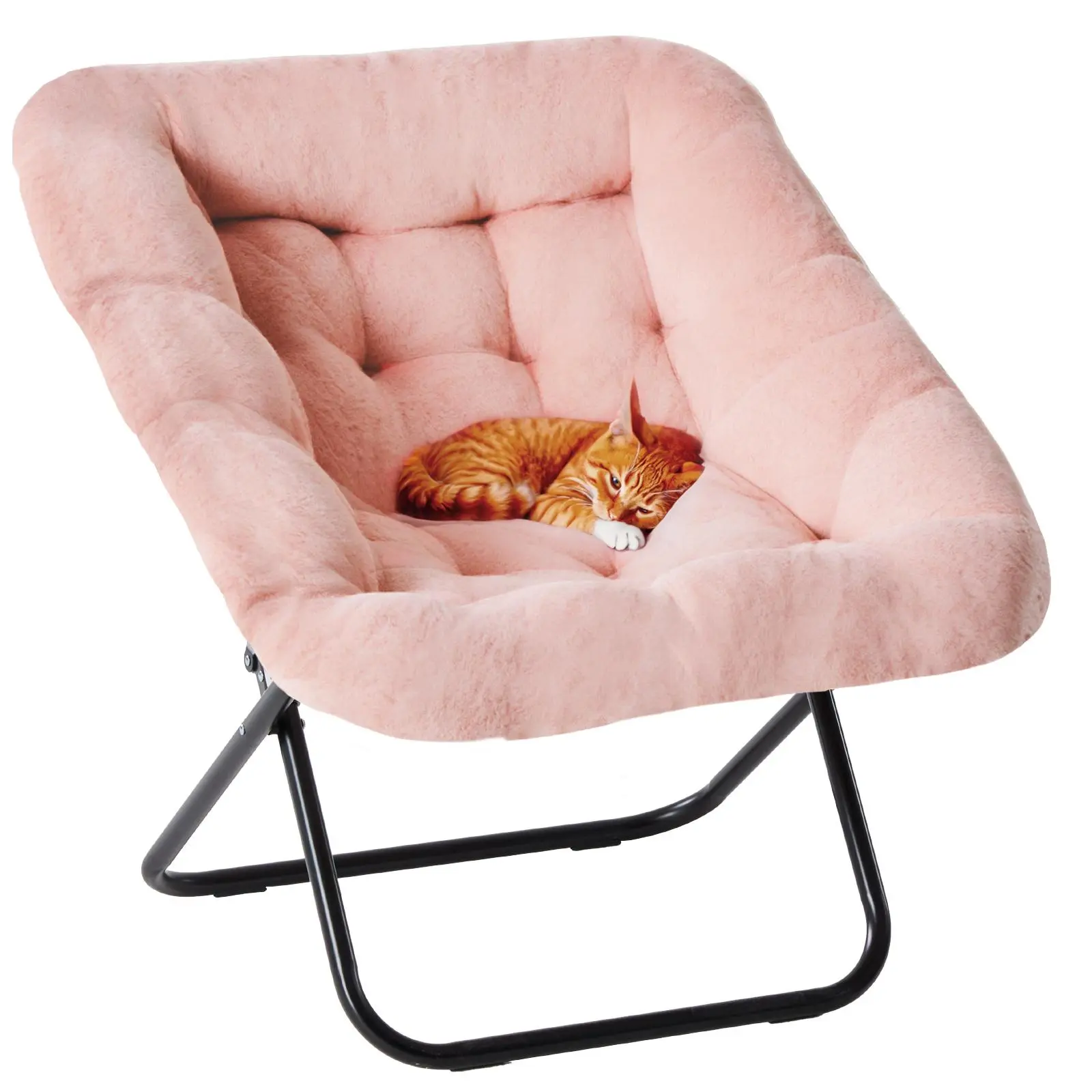 Lightweight Foldable Faux Fur Comfy Chair for Adults - Soft Flexible Lounge for Bedroom, Living Room - Large Size Indoor Reading Chair for Teens, Lightweight Foldable Chair