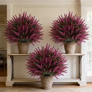 2 Pack Artificial Lavender Topiary Trees, Lifelike Purple Faux Ball Plants, UV Resistant Fake Shrub for Front Porch Patio Indoor Outdoor Home Decor