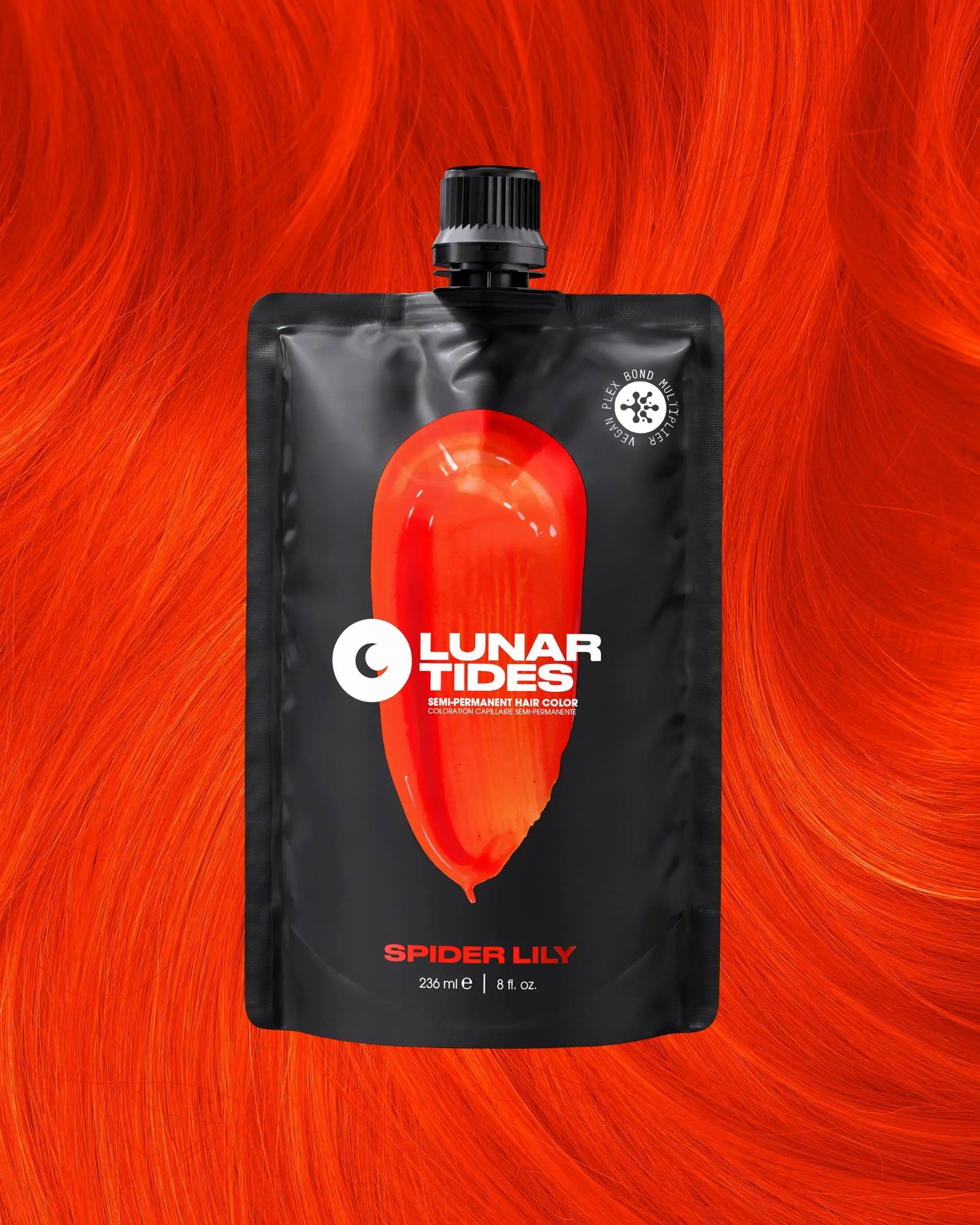 Lunar Tides Hair Dye - Spider Lily Vibrant Red Orange Color, Vegan, Cruelty-Free, Haircare