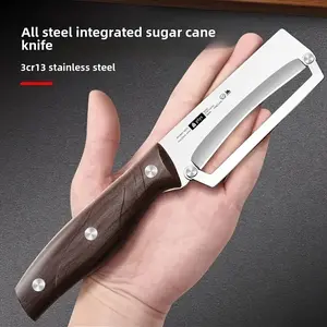 1pc Stainless Steel Wood Handle Paring Knife, Commercial Sugar Cane Peeler, Pineapple Cutter, Kitchen Melon Peeler - Forged Blade, Fruit Parer | Ergonomic Handle | Wooden Handle Knife