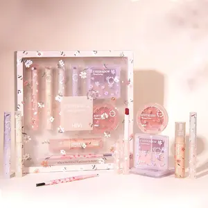 Makeup Gift Set - 8-Piece Kit Including Velvet Lip Gloss, Lipstick, Blush, Eyeliner, Eye Shadow Palette, Perfect for All Occasions