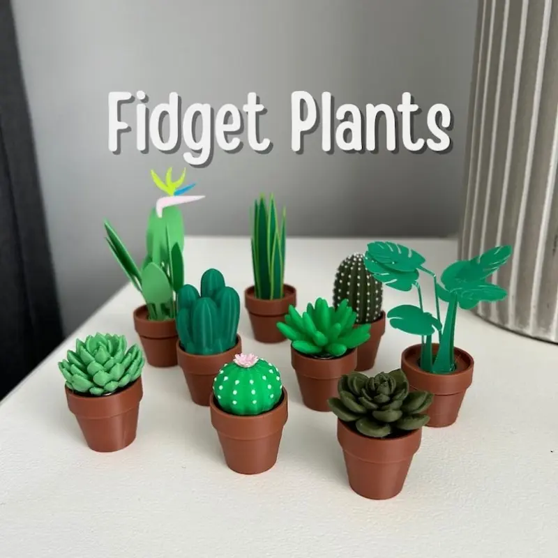 3pcs 3D Printed Fidget Plants Soothing Spin to Work Anxiety, Funny Desk Ornament, Thoughtful Office Gift for Fidget Fans, Focus Aid, Stress Relief Tools, Desk Accessory, Playful Design, Unique Fidget, Stress Relief Fidgets, Durable Plastic