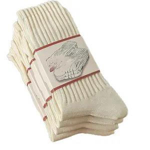 4 Pairs  98% Cotton Socks for Women & Men Crew Socks Seamless Cozy Fall Socks Breathable Unisex Slouchy Socks