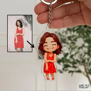 Custom Chibi Keychain: Personalized Cartoon Acrylic Keyring Gift