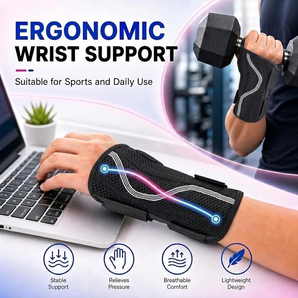 Wrist Brace for Carpal Tunnel, Adjustable Wrist Support Splint for Men and Women, Breathable Hand Brace with Aluminum Splint, Wrist Pain Support for Typing, Sports & Daily Use