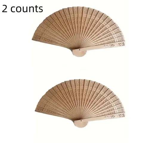 Wooden Hand Fan, 2 Counts/set Chinese Style Folding Fan, Exquisite Handheld Fan, Wedding Hand Fans for Wedding Party Decoration Items, Party Favors for Guests