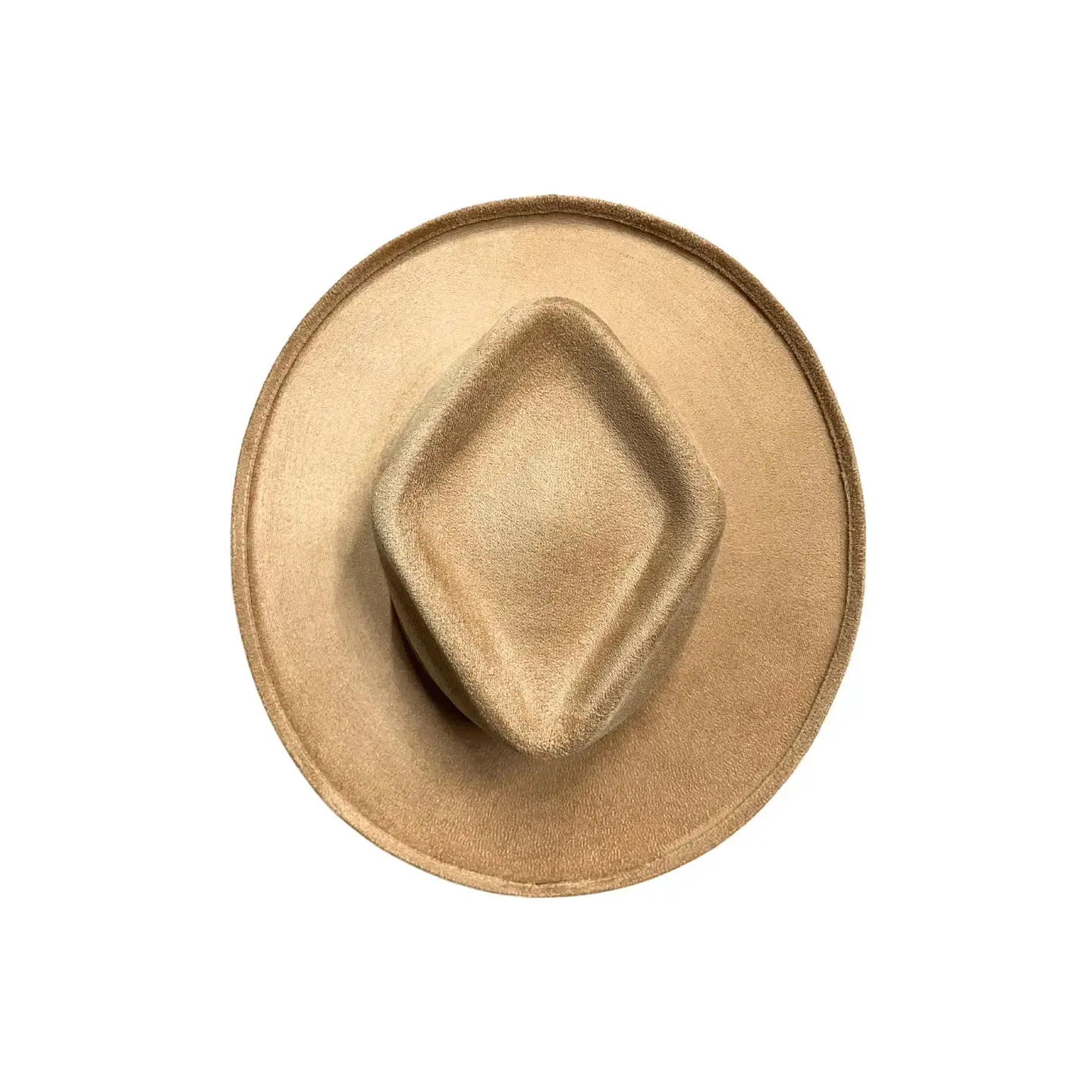 Jordyn Pencil Curled Brim Diamond Crown- Tan