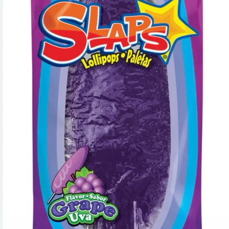 Slaps Fruity Sweet Grape-Flavored Packaged Lollipops, Saturated Fat-Free Novelty Sugar Water Candies, Family Quick Snack, Sweet Friend Reward
