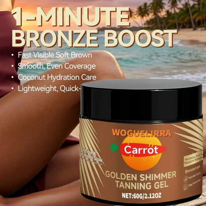 Carrot Gold Flash Gel, Non-Greasy, Waterproof, Carrot & Coconut Oil, Vitamin A&e, Moisturizing, Self-Tanning, Long-Lasting, Odorless, Tanning Gels, Self Tanner