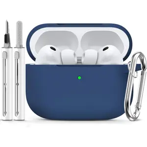 for AirPods Pro 3 Case 2025 with Cleaner Kit,Silicone Protective Cases for Apple AirPods Pro 3rd Generation Case for Women Men,AirPod Pro 3 Cover Accessories with Keychain-Midnight Blue