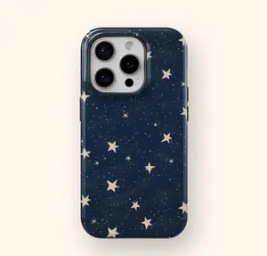 Starry Sky Phone Case Dark Blue Night Aesthetic Celestial Stars Cover for iPhone 16 15 14 13 12