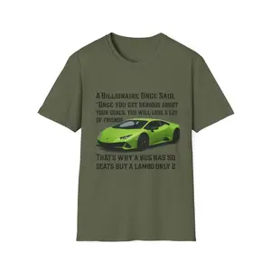 Goal-Driven Lamborghini T-Shirt - Unisex Softstyle Tee for Car Enthusiasts, Motivational Gift, Birthday, Everyday Wear