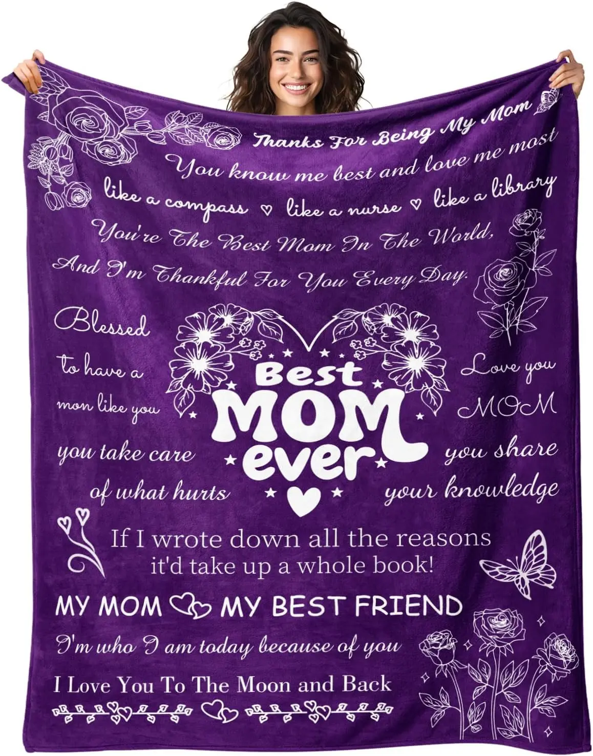 [SummerVibes] JOOCAR Gifts for Mom, Mom Gifts, Birthday Gifts for Mom, Mom Birthday Gifts, Christmas Mothers Valentines Gifts for Mom from Daughter Son, Best Mom Ever Gifts, Blanket for Mom, Purple, Home Decor