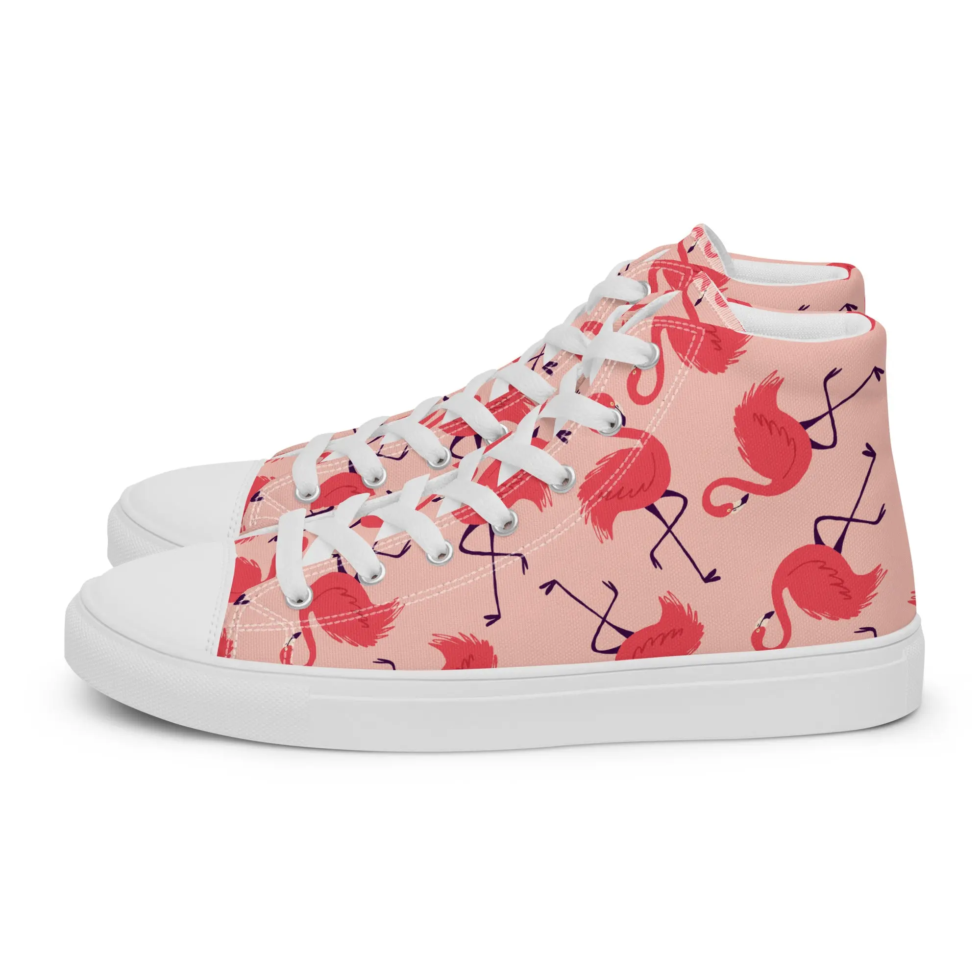 Women’s Pink Flamingo High Top Canvas Shoes