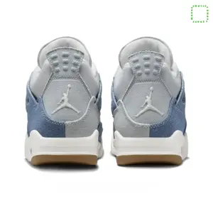 Worn Blue Denim and Canvas Mid-Top Retro Basketball Shoes