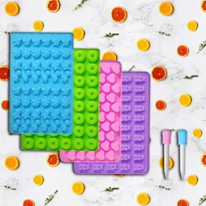 6 Pcs Silicone Fudge Mold Sets, Including Droplets, Fudge and Flip Sugar Molds, Mini Silicone Molds, Including Dinosaurs, Bear -shaped, Heart -shaped and Donuts Chocolate Mold Plastic Reusable Flexible Tin