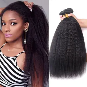 Kinky Yaki Straight Human Hair Bundle Unprocessed Jerry Curly Human Hair