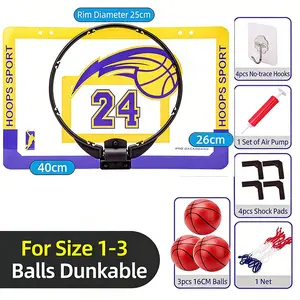 Indoor Foldable Portable Basketball Hoop, Kids Door Mount Office Basket, Teen & Adult Mini Hoop, Includes 2-3 Balls, Perfect for Home Use