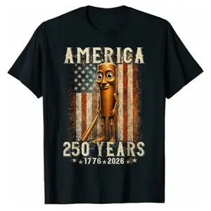 Graphic Print T-Shirt Retro Meme Tung Tung Tung Sahur Brainrot 250 Years American T-Shirt,Muppet