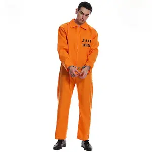 Halloween Couples’ Prison Inmate Cosplay Party Costume Jumpsuit/Uniform Set