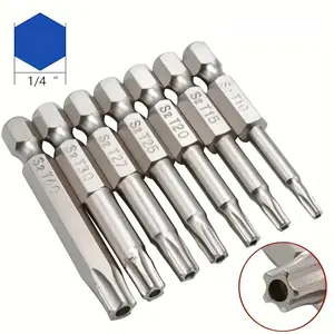 7pcs set of nickel-plated five-star hole punch heads, household special-shaped punch screwdriver heads