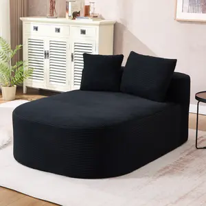 67.5'' Chaise Lounge Chair 46'' Wide Seat Indoor Corduroy Oversized Sleeper Sofa for Living Room Deep Seat Lounge with Two Soft Pillows Convertible Boneless Sofa Bed Green No Assembly Required，Bonelesscouches
