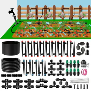 240FT Drip Irrigation System Kit, Garden Watering Misting System - 40FT 1/2" Main Tube & 200FT 1/4" Distribution Tubing - Adjustable Nozzles & Sprinklers for Garden Greenhouse, Lawn, Potted