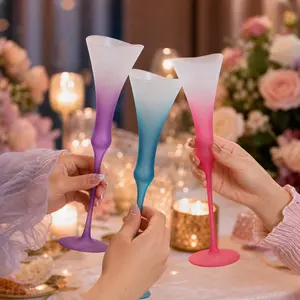 Frosted Gradient Curved Rim Champagne Flutes