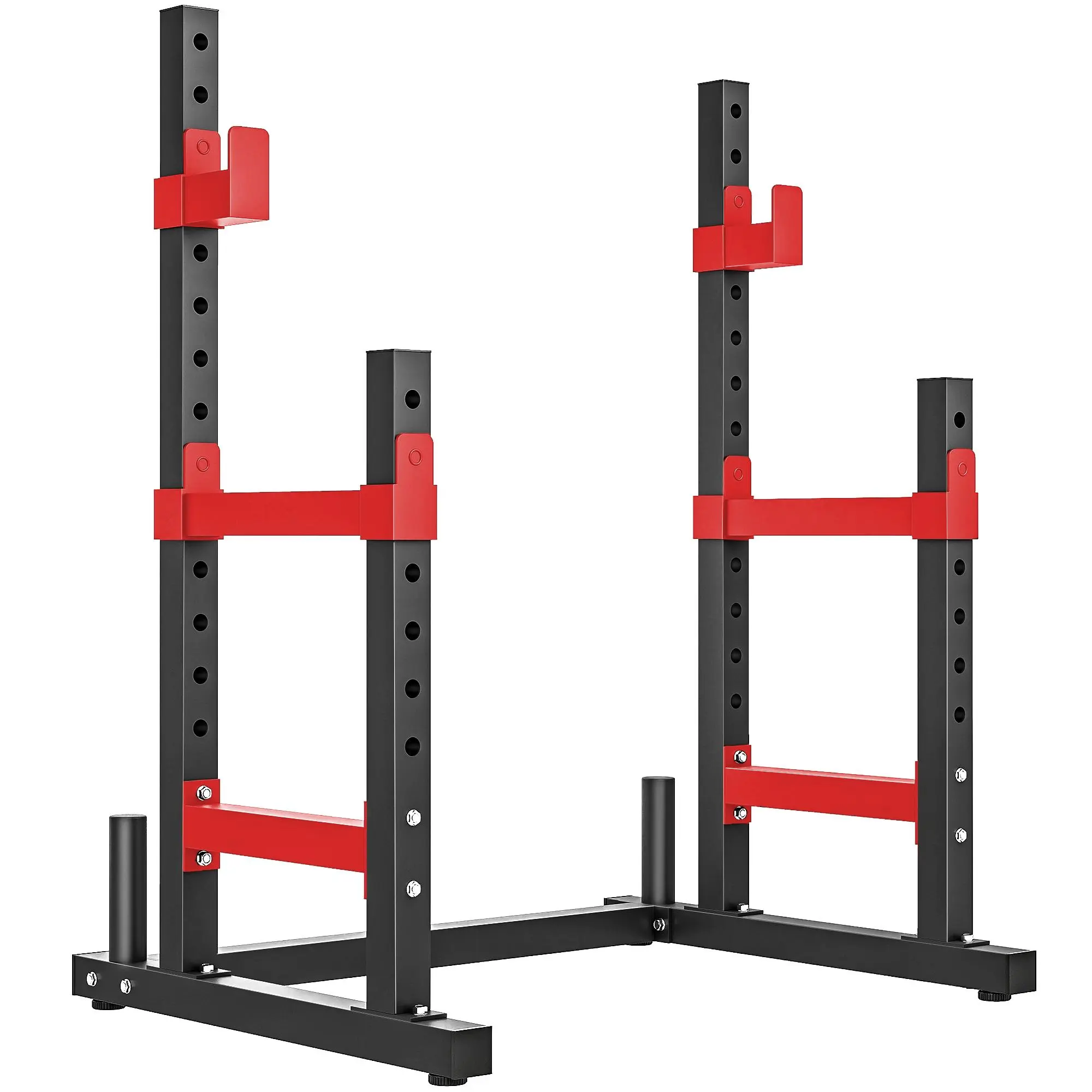 Soozier Heavy-Duty Steel Squat Rack, Multi-Functional Adjustable Bench Press Stand with Dual-Rack Design & Weight Plate Holders for Home Gym Strength Training, 660lbs Max Load, Adjustable Bar Dumbbell Racks