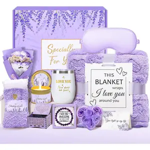 Birthday  Baskets for Women, Self Care Gifts  Basket Set for Women Get Well Soon Gifts with Flannel Blanket Care Package, Thinking of You for Mom Girlfriend Sister Wife