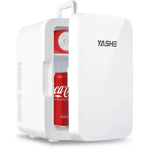 YASHE Mini Fridge, 10 Liter/12 Cans Skincare Fridge for Bedroom, 110V AC/ 12V DC Thermoelectric Cooler and Warmer Small Refrigerators for Drink, Office, Car, White