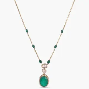 Safa Moissanites and Gemstone Silver Pendant Necklace