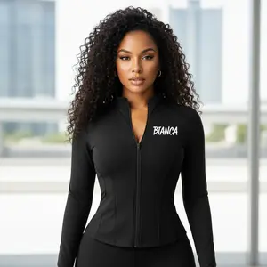 Custom Name Zip-Up Jacket | Personalized Athletic Jacket for Women | Fitted Workout Track Jacket | Custom Apparel