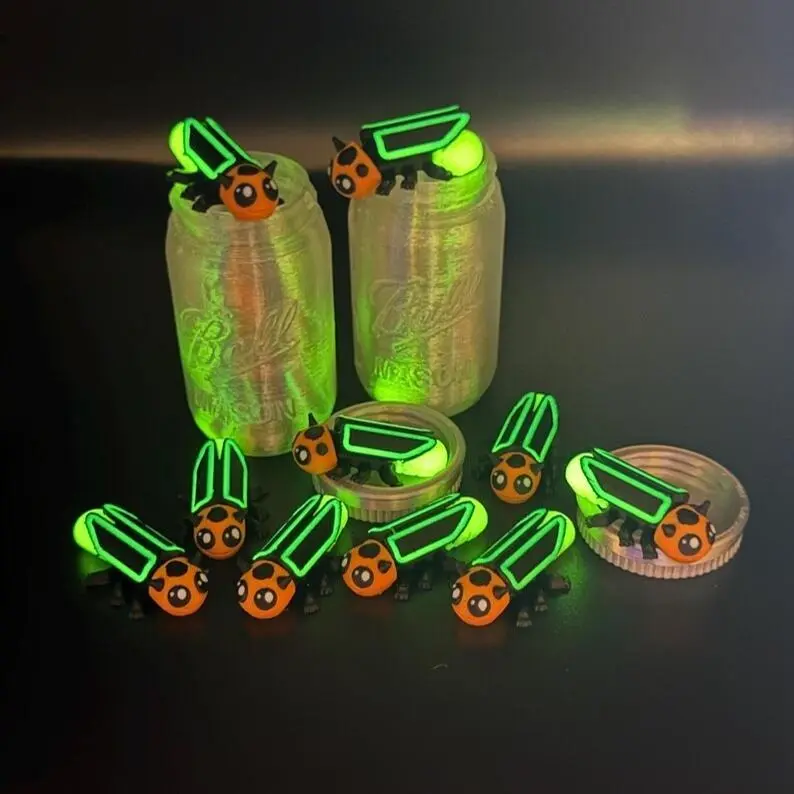 Glow in the Dark Fireflies 3D Printed Light Up Firefly with Soft Glow and Sparkle Design