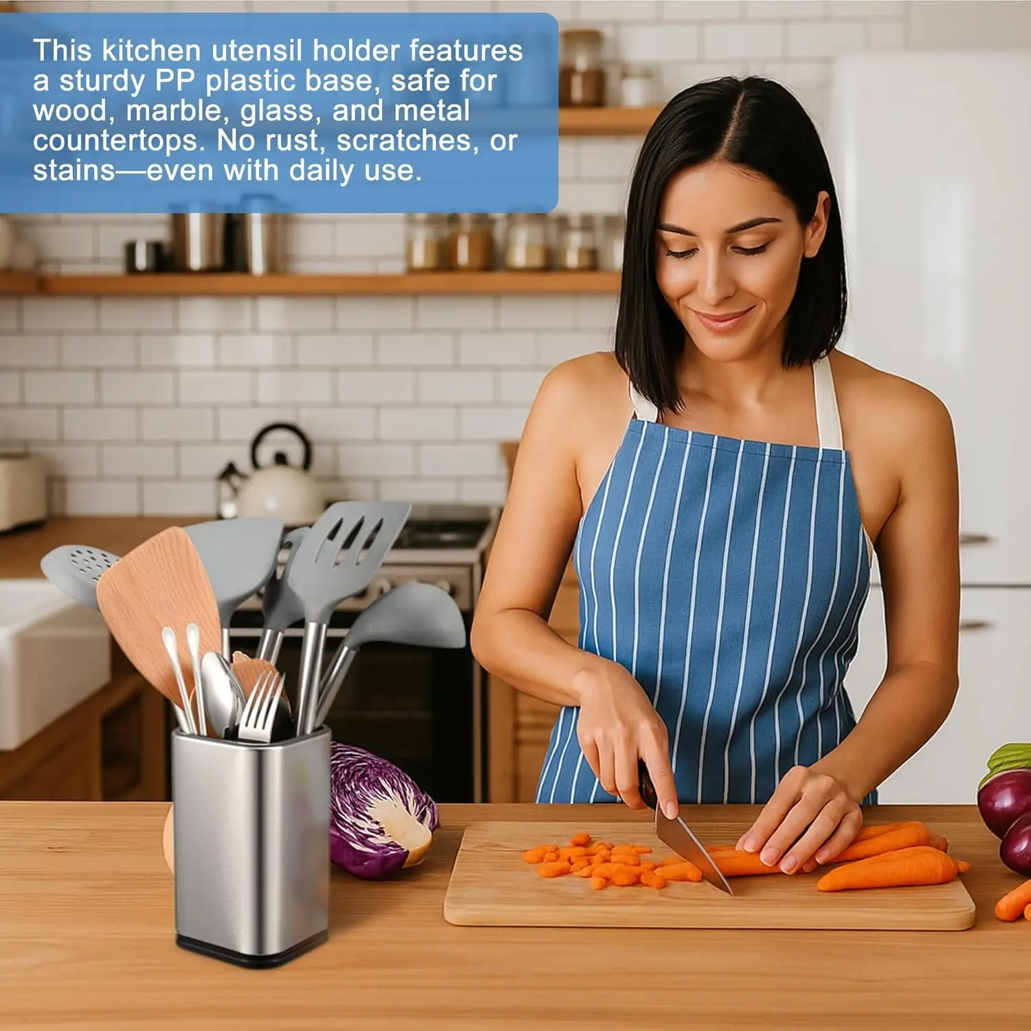 Stainless Steel Kitchen Utensil Rack, Rectangular Organizer, Detachable and Washable, Ideal for All Kitchens, Cooking Tools Holder