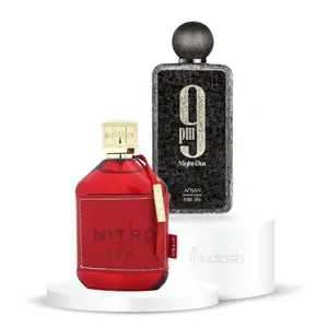 Oudlash Bundle | Afnan 9pm Night Out + Dumont Nitro Red | Unisex Fragrance | 100 ML- 3.4 Oz | Eau De Parfum | Pitahaya-Lavender & Cognac