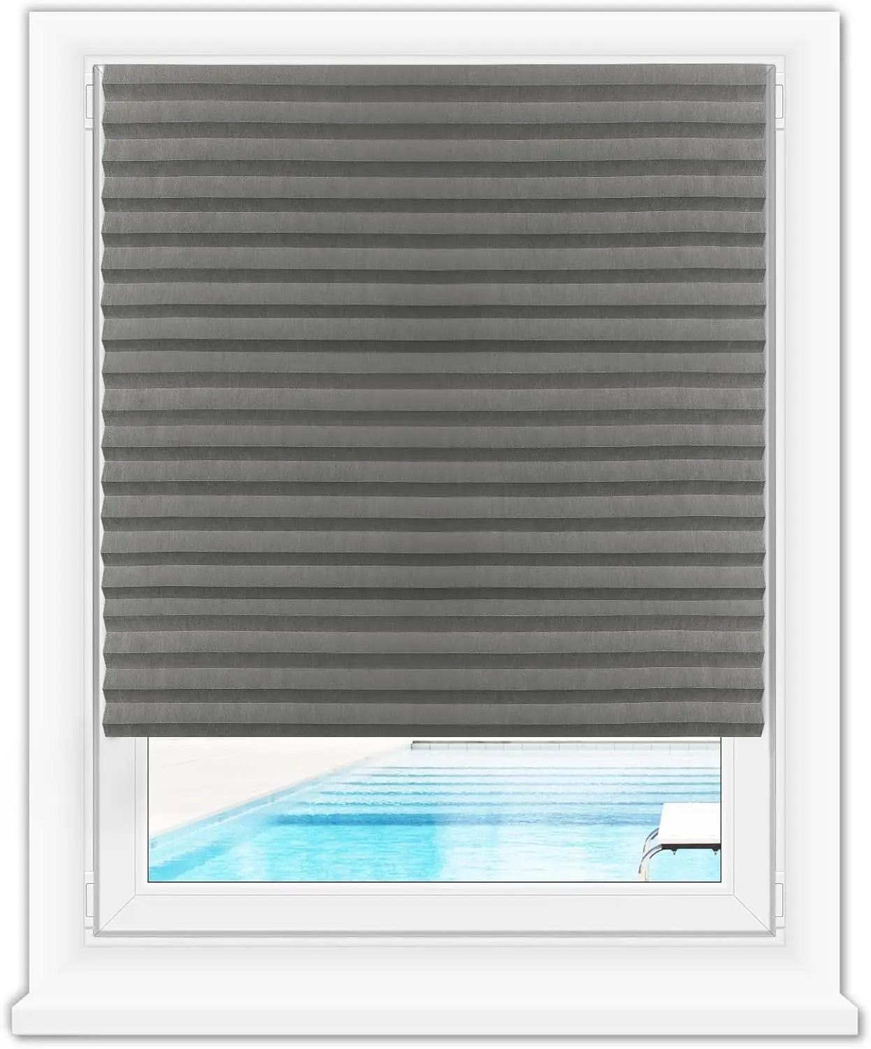 6 Pack Window Blackout Shades, 65% Shading Cordless Light Filtering Pleated Paper Shades, 36 in x 72 in(Fits Windows 19- 36), Grey