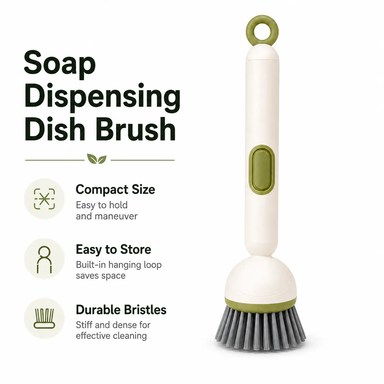 Long Handle Refillable Rotating Pot Brush - Non-Stick Oil Safe, No-Scratch Cleaner for Cookware, Pans, Cups, Mugs - Multi-Purpose Household Kitchen Cleaning Sponge Tool