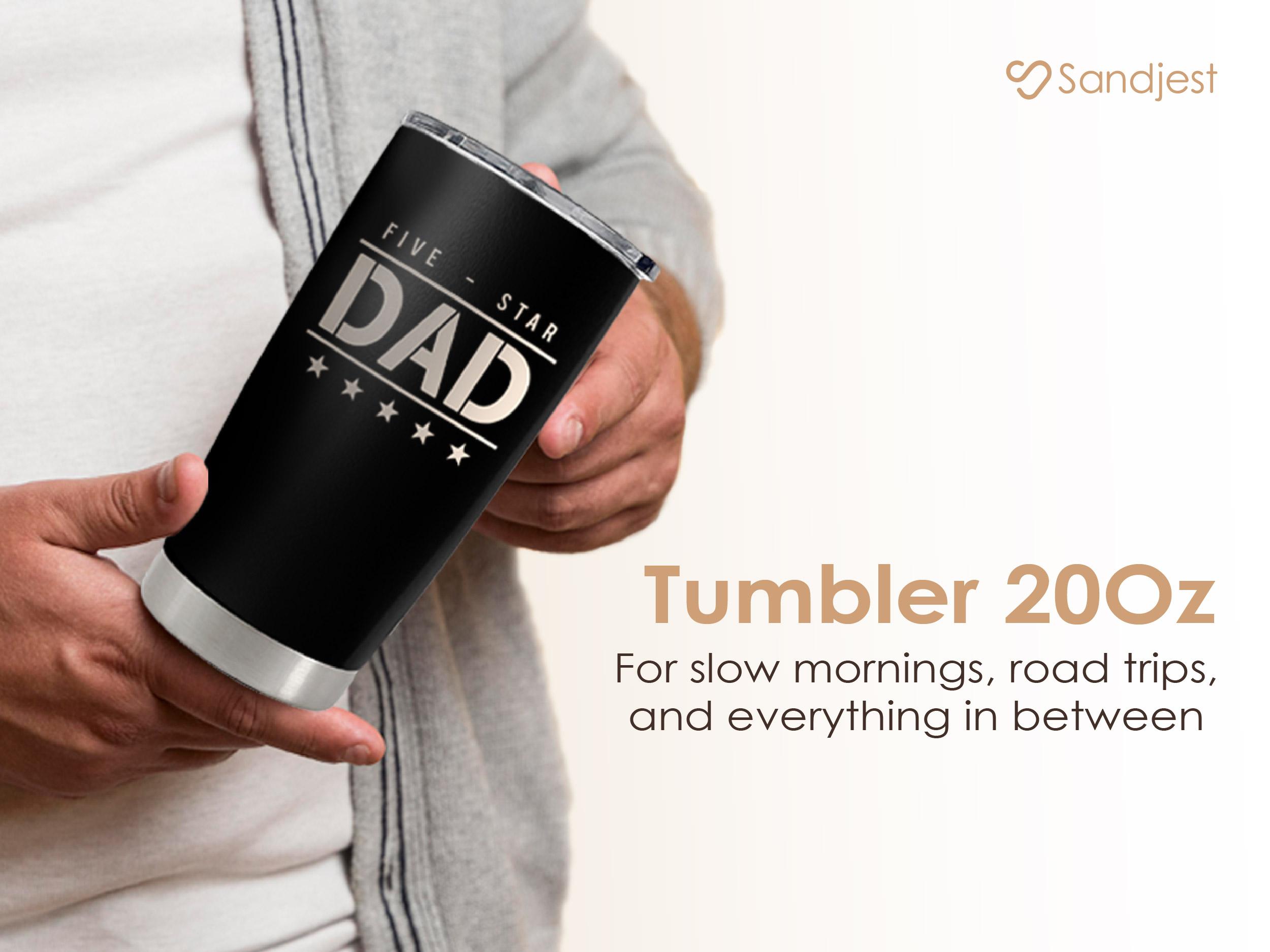 SANDJEST Dad Collection 20oz Tumbler with Lid, Stainless Steel Insulated Vacuum Cup, Double Wall Coffee Travel Mug for Birthday Men Father's Day Gift
