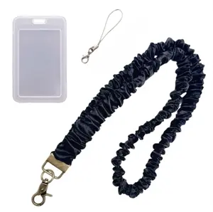 Elastic Hair Tie Lanyard with Durable Lightweight Swivel Metal Base & Sturdy Spring Buckle Adjustable for Comfort Great for Work Travel Gym Hypoallergenic Fabric