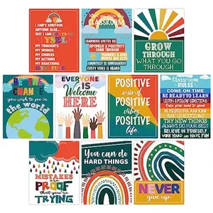 10 Classroom Decorations Motivational Posters for Classroom Inspirational and Educational Posters for Teachers Classroom Rules Wall Decor Poster Growth Mindset Bulletin Board and Wall Decor for