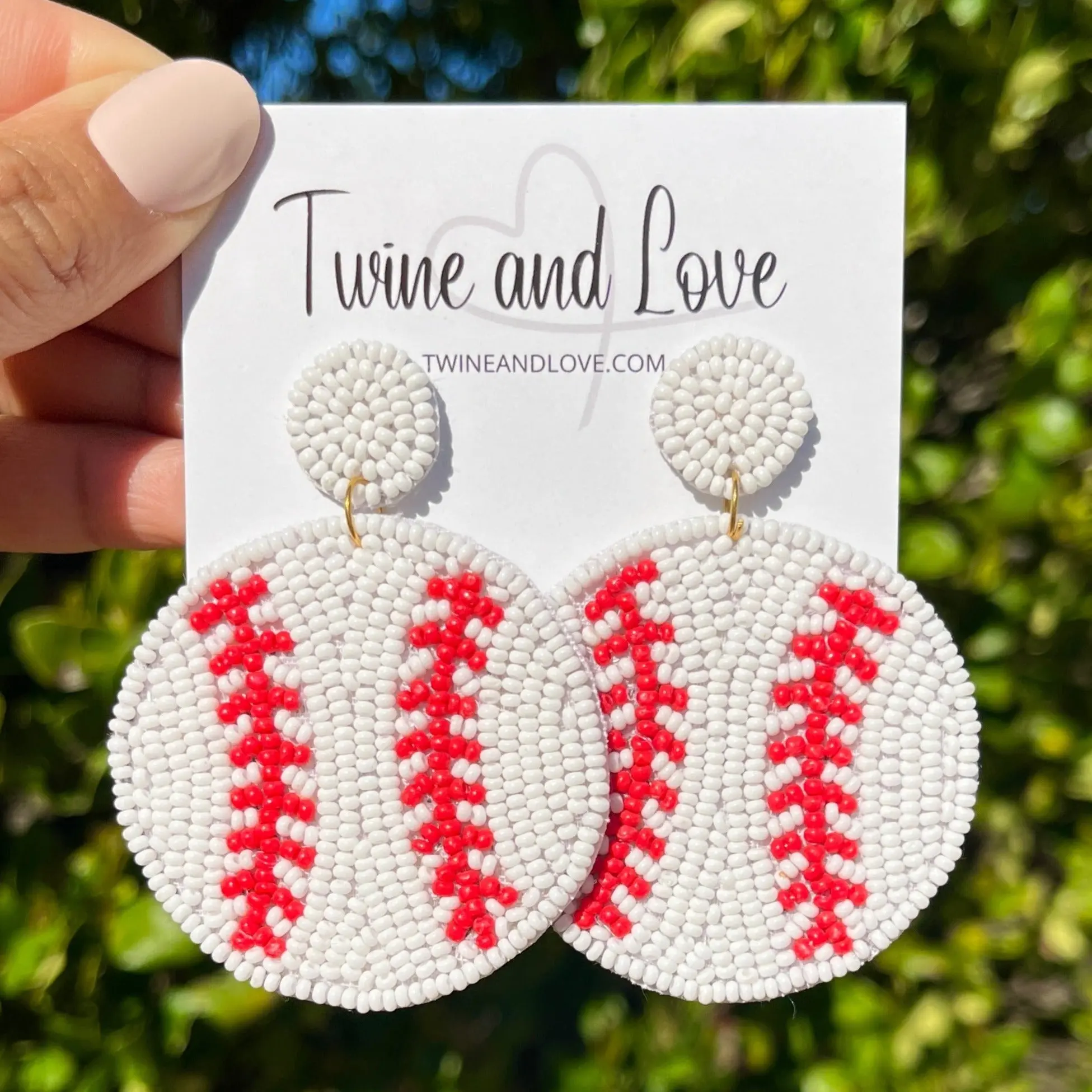 Baseball Beaded Earrings