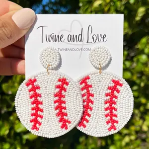 Baseball Beaded Earrings