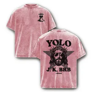 Jesus The Only Way John 14:6 Washed Graphic Tee - Vintage Divine Light Back Print Heavyweight Cotton Oversized Christian Streetwear