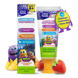 GuruNanda Kids Hydroxyapatite Toothpaste | 25% Xylitol | Fluoride-Free | Strawberry Mango Flavor | Safe to Swallow | 4.2 oz
