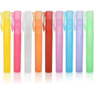 10ml 1/3oz Mini Portable pen Perfume Bottle Spray Bottle sample small empty containers fragrances atomizer refillable bottles colored Plastic Pen Shape Travel set-pack of 10 Random Color springtok