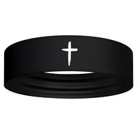 Black Headband: Distressed Cross