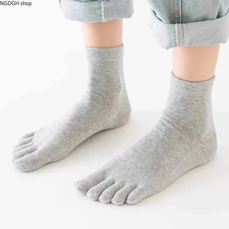 Striped Crew Five Toe Separator Socks, Breathable Cotton Rib Knit Fabric, Perfect for Foot Alignment Correction, Yoga Practice & Daily Wear to Relieve Overlapping Toe Discomfort All Day Long